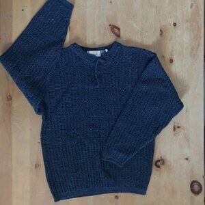 Bill Blass Knitwear Men’s Charcoal Henley Sweater- Size S